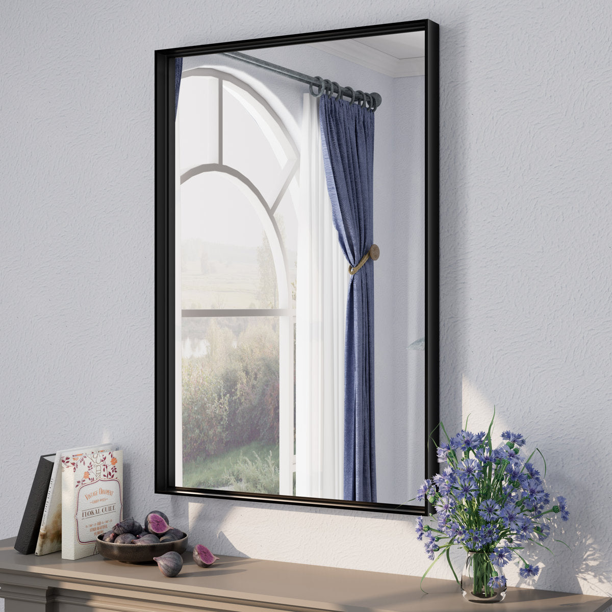 Aevar Tempered Glass and Aluminum Alloy Framed French Cleat Mounted Wall Mirror with 5-Year Warranty