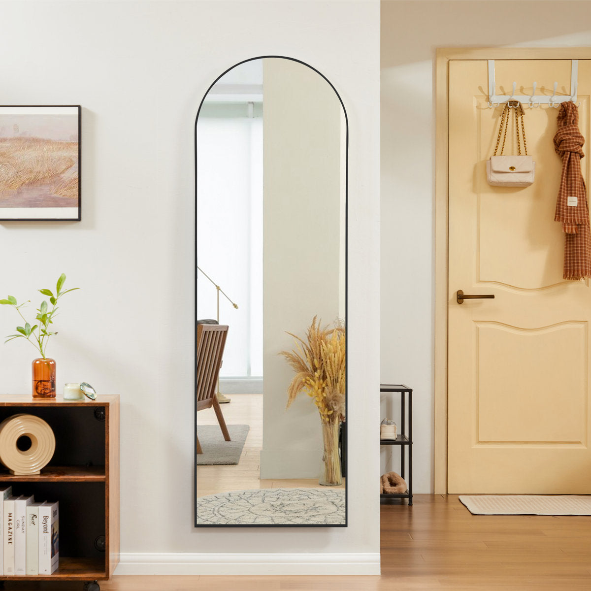 Arched Metal Oversized Full Length Mirrors Wall Mirrors with Stand