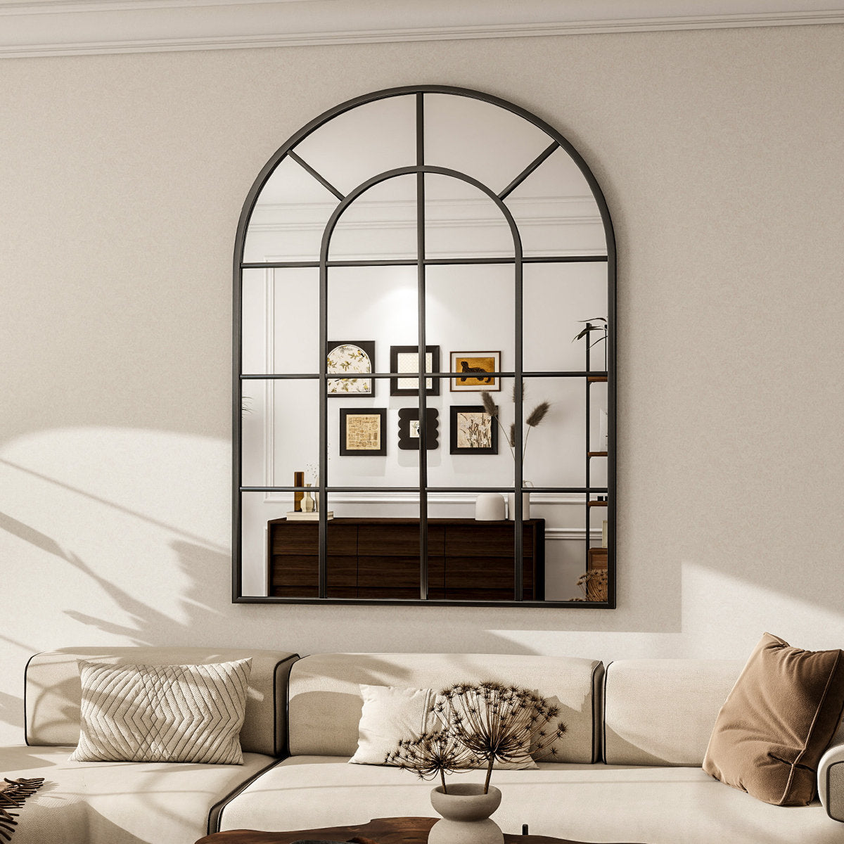 Elaine Arched Window Pane Wall Mirror